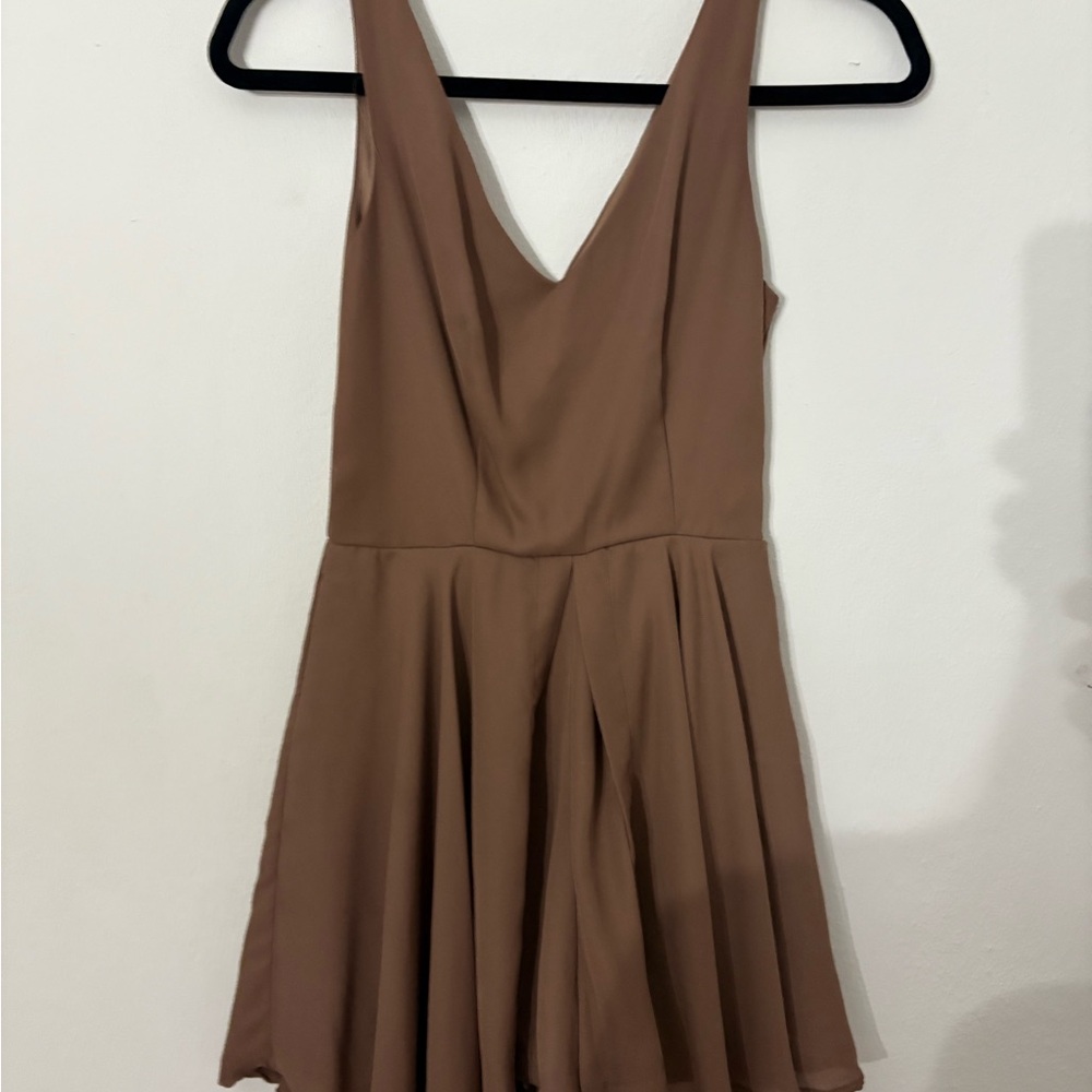 Charlotte Russe Tan V-Neck Mini Dress